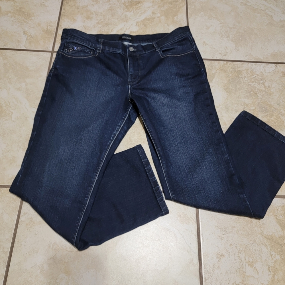 White House Black Market Dark Blue Cropped Ankle Jeans